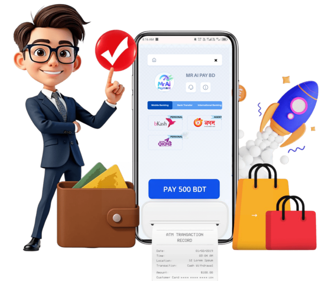 Mr AI Pay mobile payment artwork